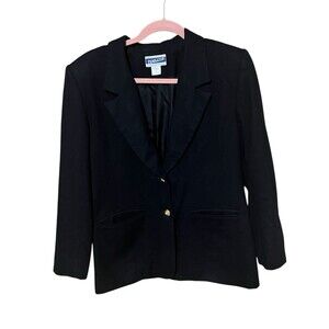 Pendleton Black Vintage 100% Virgin Wool Causal Career 2 Button Blazer Size 10